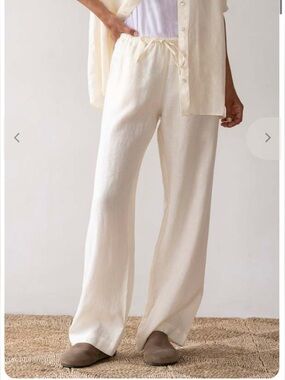 Donni simple linen drawstring pant in cream size XS